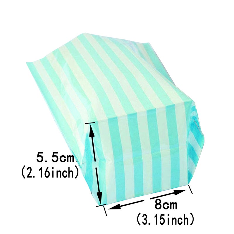 AWESON PARTY Clear Plastic Cellophane Treat Bags - Turquoise White Stripes Party Favors Cello Bags Wedding Baby Shower Birthday Party Cookie Candy Treat Favors Bags, 100pc - Image 3